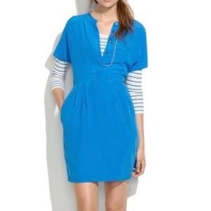 Madewell size 4 100% silk cerulean blue dress